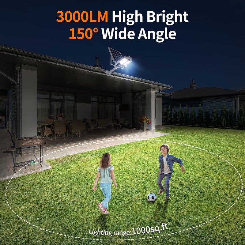 intelamp Solar Street Lights Outdoor Waterproof 3000LM 12500mAh Security Flood Lighting, Dual 180° PIR Motion Sensors & Remote Control Dusk to Dawn Linkable Streetlight for Driveways Parking Lot - Image 5